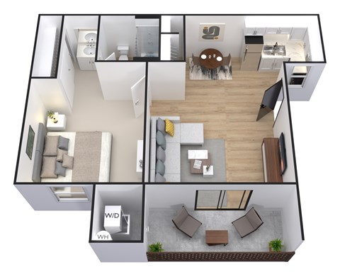 Floor plan for 1 bed, 1 bath, 450 sqft